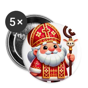 Festliches Nikolaus Karikatur Design - Buttons groß 56 mm (5er Pack) - Weiß - Vorne