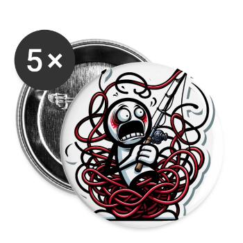 Funny Tangled Fishing Line Cartoon - Buttons large 2.2''/56 mm (5-pack) - white - Front