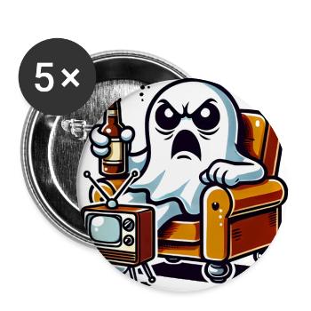 Funny Ghost Watching TV Boo - Buttons large 2.2''/56 mm (5-pack) - white - Front