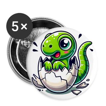 Funny Dinosaur Coming Soon Sticker - Buttons large 2.2''/56 mm (5-pack) - white - Front