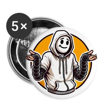 Funny Cartoon Shrug PopArt Design - Buttons large 2.2''/56 mm (5-pack) - white - Front