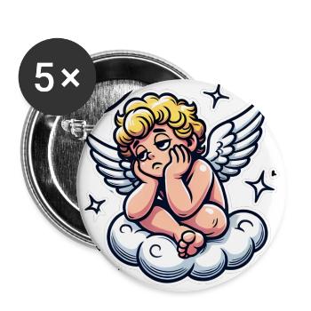 Funny Cherub on Cloud Pop Art Design - Buttons large 2.2''/56 mm (5-pack) - white - Front