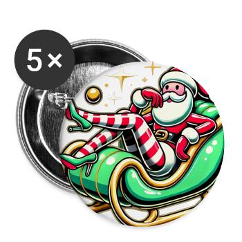 Sassy Santa Lounging on Sleigh - Buttons large 2.2''/56 mm (5-pack) - white - Front