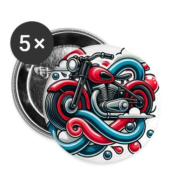 Vintage Motorrad Traumkunst - Buttons groß 56 mm (5er Pack) - Weiß - Vorne