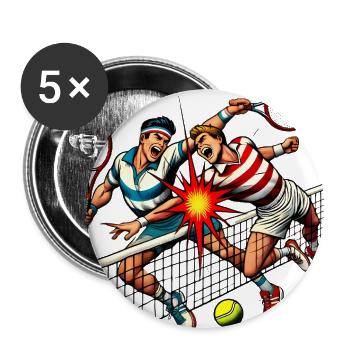 Retro Tennis Clash Cartoon Design - Buttons large 2.2''/56 mm (5-pack) - white - Front