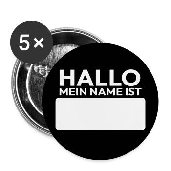 Mein Name ist Namensschild - Buttons groß 56 mm (5er Pack) - Weiß - Vorne