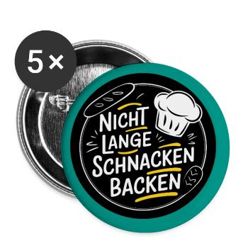 einfach Backen Bäcker mit Herz und Seele - Buttons groß 56 mm (5er Pack) - Weiß - Vorne