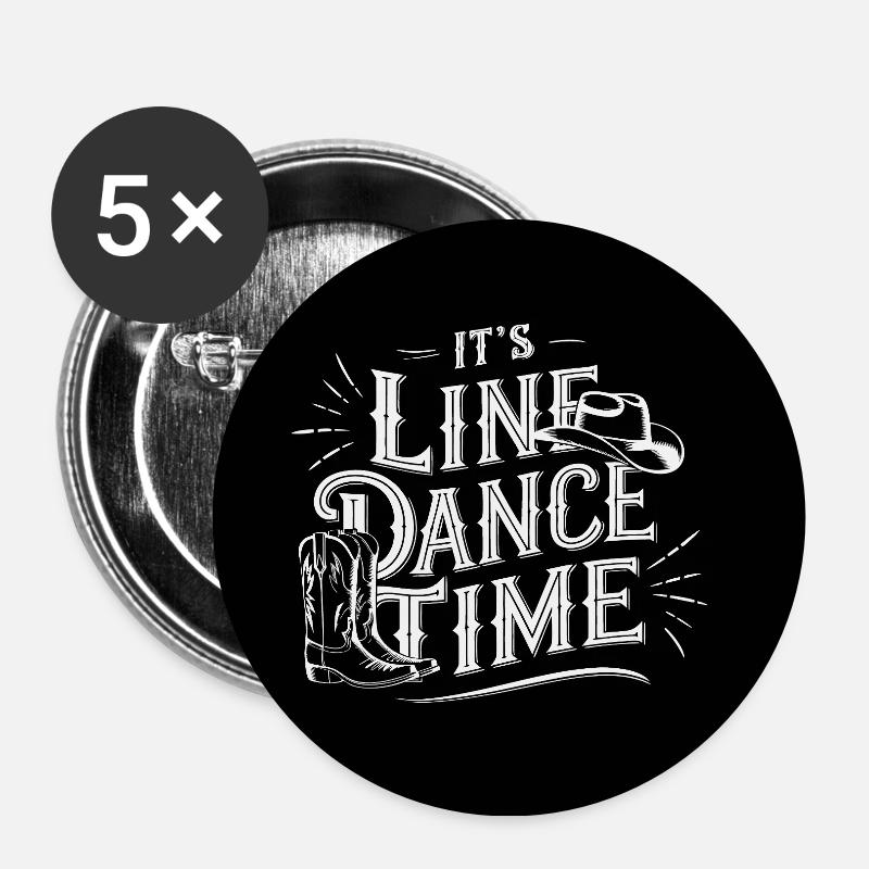 Line Dancing Country Dance - Line Dance Time - Buttons large 2.2''/56 mm (5-pack) - white