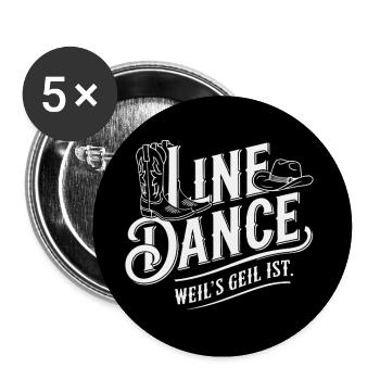 Line Dance weil's cool ist Tanzen ist Freude - Buttons groß 56 mm (5er Pack) - Weiß - Vorne