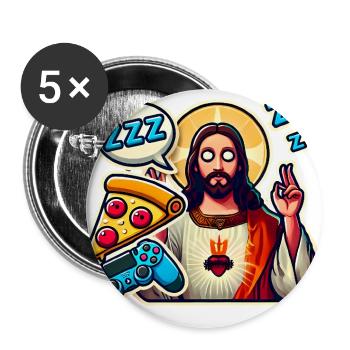 Pixel Gamer Leben Eat Sleep Respawn - Buttons groß 56 mm (5er Pack) - Weiß - Vorne