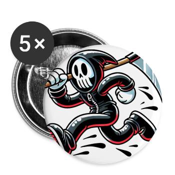 Funny Grim Reaper Running Design - Buttons large 2.2''/56 mm (5-pack) - white - Front