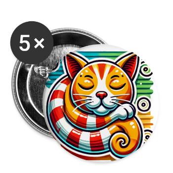 Sleeping Cat PopArt Sticker Design - Buttons large 2.2''/56 mm (5-pack) - white - Front