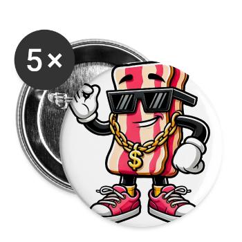 Cool Bacon with Sunglasses Sticker - Buttons large 2.2''/56 mm (5-pack) - white - Front