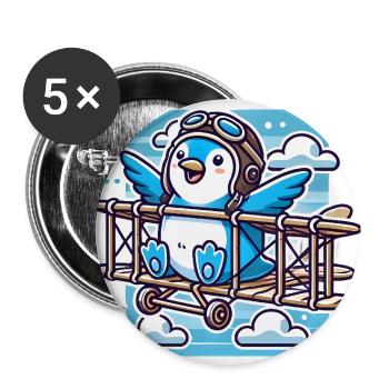 Funny Flying Penguin Believe Soar - Buttons large 2.2''/56 mm (5-pack) - white - Front