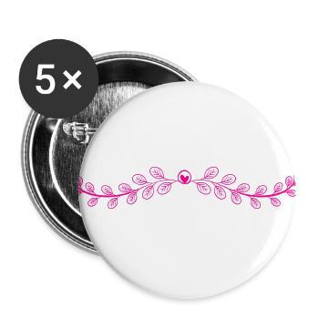 Blumen, Ranke, Ornament, Monogram, Vintage, Heart - Buttons groß 56 mm (5er Pack) - Weiß - Vorne