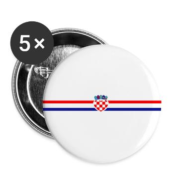Croatie drapeau ligne coeur décor - Lot de 5 grands badges (56 mm) - blanc - Devant