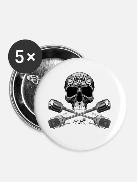 Schädel Micro W - Buttons groß 56 mm (5er Pack) - Weiß
