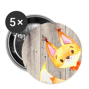 Tierfreunde im Wald - Kleiner Fuchs - Buttons groß 56 mm (5er Pack) - Weiß - Vorne