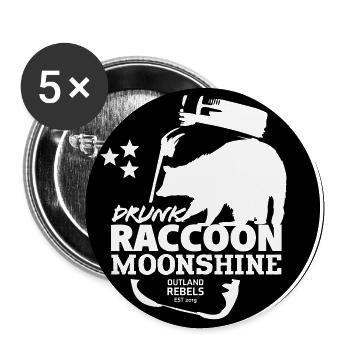 Drunk Raccoon Moonshine (black) - Lot de 5 grands badges (56 mm) - blanc - Devant
