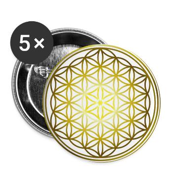 Fleur d’or de la vie - Lot de 5 grands badges (56 mm) - blanc - Devant