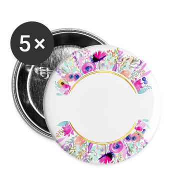 Flowers Circle Spring customizable - Buttons large 2.2''/56 mm (5-pack) - white - Front