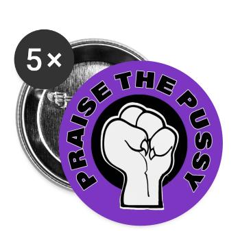 praise the pu§§y violet - Buttons large 2.2''/56 mm (5-pack) - white - Front