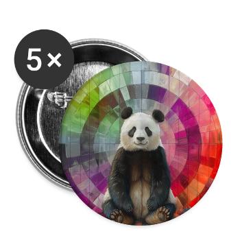 Panda in front of the rainbow / for animal lovers - Buttons large 2.2''/56 mm (5-pack) - white - Front