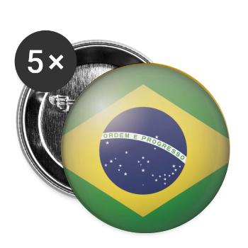 Brasilien Emblem - Buttons groß 56 mm (5er Pack) - Weiß - Vorne