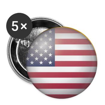 USA Emblem - Buttons groß 56 mm (5er Pack) - Weiß - Vorne