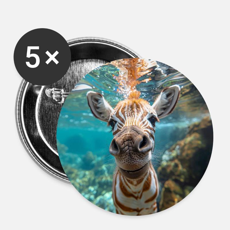 Zebra under water - Buttons large 2.2''/56 mm (5-pack) - white
