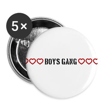 Boys Gang Herz Liebe - Buttons groß 56 mm (5er Pack) - Weiß - Vorne