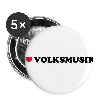 I LOVE VOLKSMUSIK - Buttons groß 56 mm (5er Pack) - Weiß - Vorne