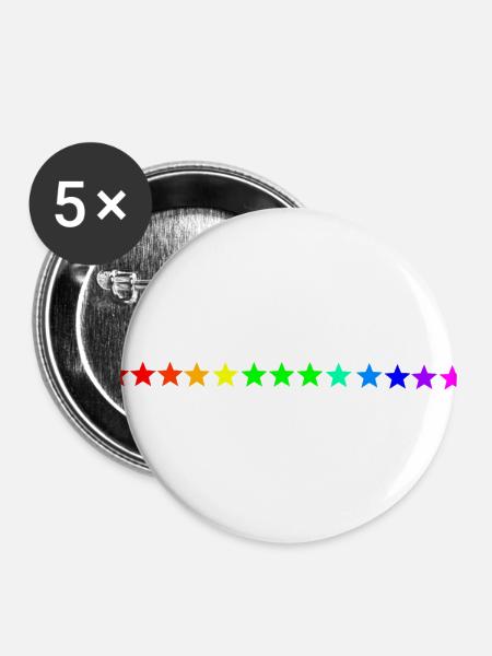 Sterne Regenbogen bunt Geschenkidee - Buttons groß 56 mm (5er Pack) - Weiß