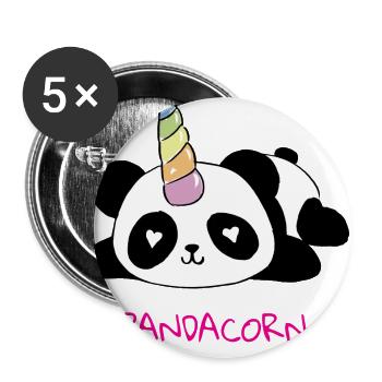 Pandacorn, Panda, Einhorn, Unicorn, Geschenk Idee - Buttons groß 56 mm (5er Pack) - Weiß - Vorne