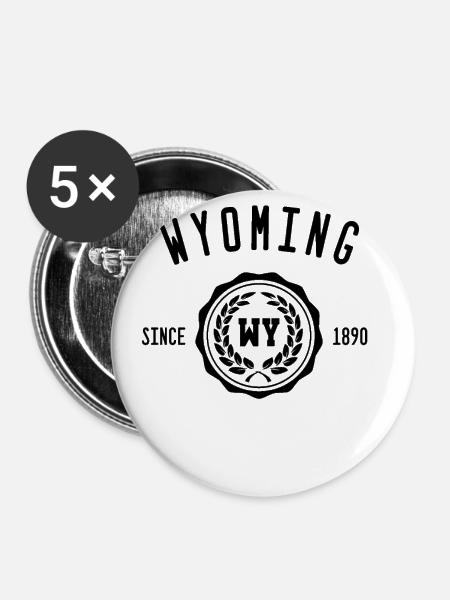 Wyoming USA - Buttons groß 56 mm (5er Pack) - Weiß