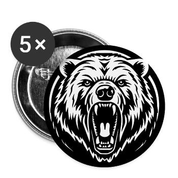 Grizzly Bear - Buttons large 2.2''/56 mm (5-pack) - white - Front