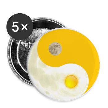 Symbole Ying Yang comme le soleil et la lune - Lot de 5 grands badges (56 mm) - blanc - Devant
