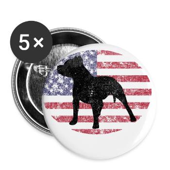 Pitbull Dog American Staffordshire USA Staffy - Buttons large 2.2''/56 mm (5-pack) - white - Front