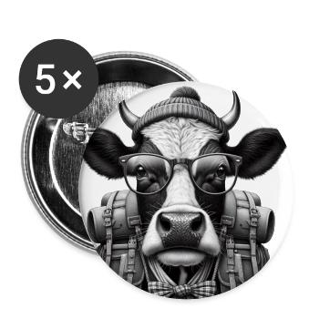 Hiking Cow 2 - Buttons groß 56 mm (5er Pack) - Weiß - Vorne