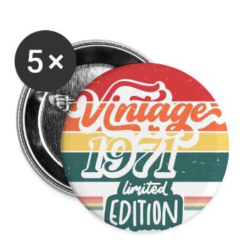 Jahrgang 1971 Limitierte Auflage - Buttons groß 56 mm (5er Pack) - Weiß - Vorne