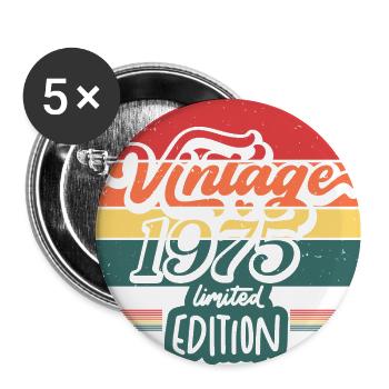 Jahrgang 1975 Limitierte Auflage - Buttons groß 56 mm (5er Pack) - Weiß - Vorne