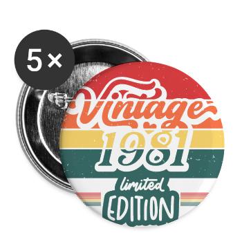 Vintage 1981 Limited edition - Buttons large 2.2''/56 mm (5-pack) - white - Front