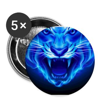 Tigre Bleu Néon Effrayant Animal Chat Dents De Mâchoire Sauvage - Lot de 5 grands badges (56 mm) - blanc - Devant