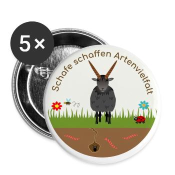 Schafe schaffen Artenvielfalt Zackel - Buttons groß 56 mm (5er Pack) - Weiß - Vorne
