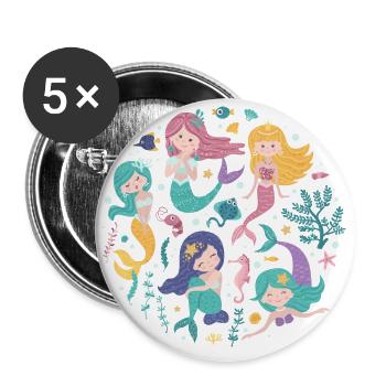Sweet mermaids - Buttons large 2.2''/56 mm (5-pack) - white - Front