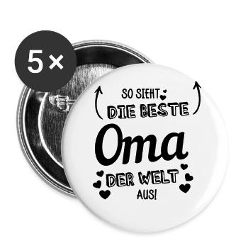 So gut sieht die beste Oma der Welt aus - Buttons groß 56 mm (5er Pack) - Weiß - Vorne