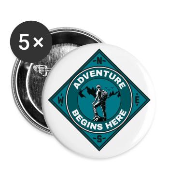 Adventure Begins Here Mountains Hiking Climbing Nature - Buttons large 2.2''/56 mm (5-pack) - white - Front