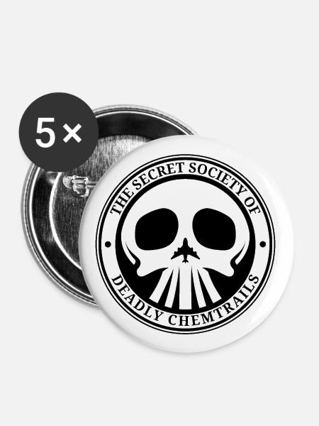 TÖDLICHE CHEMTRAILS - Buttons groß 56 mm (5er Pack) - Weiß