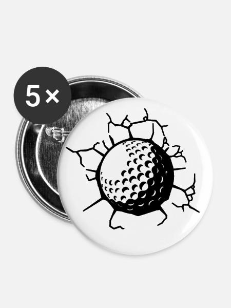 Golfball Aufschlag Golfer - Buttons groß 56 mm (5er Pack) - Weiß