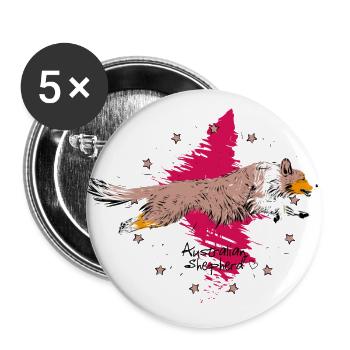red merle Australian Shepherd - Buttons groß 56 mm (5er Pack) - Weiß - Vorne